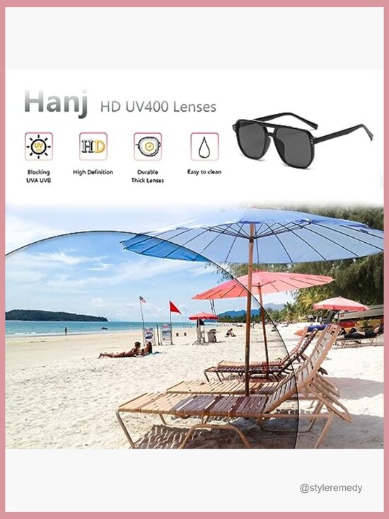 Vintage Square Aviator Sunglasses Retro 70s Big Frame UV400 Protection main image 7